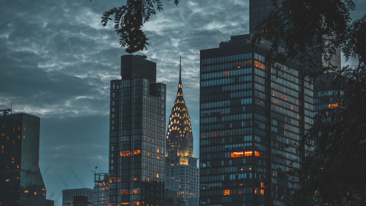 High Rise Buildings Under Gray Clouds. Wallpaper in 1280x720 Resolution