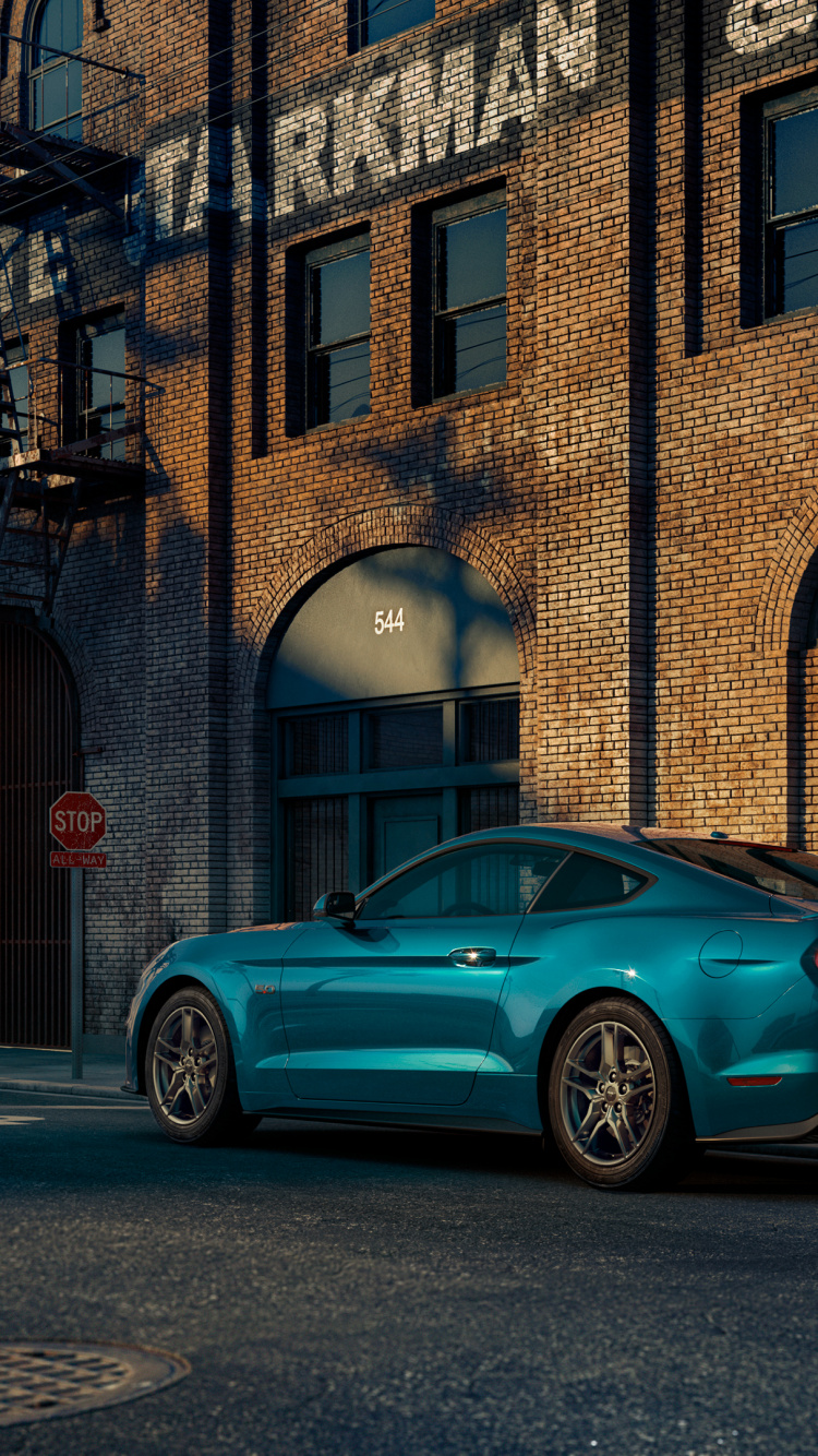 Blaue Limousine, Die Tagsüber Neben Einem Braunen Betongebäude Geparkt Ist?. Wallpaper in 750x1334 Resolution