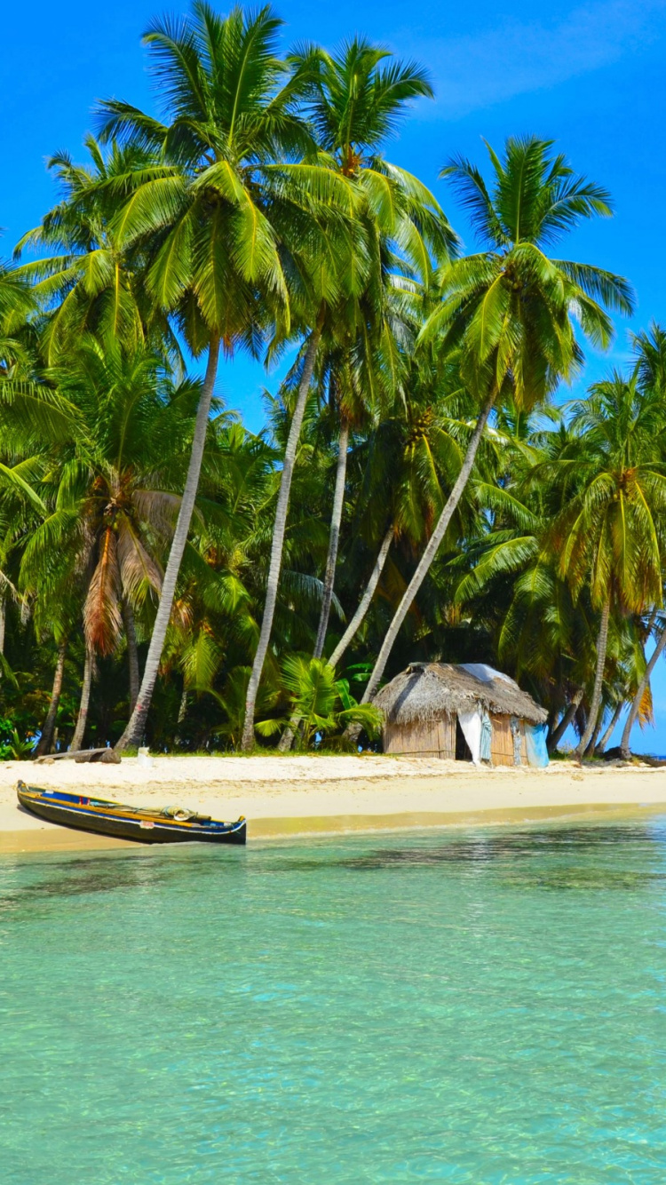 Bateau Blanc et Noir Sur la Plage Pendant la Journée. Wallpaper in 750x1334 Resolution
