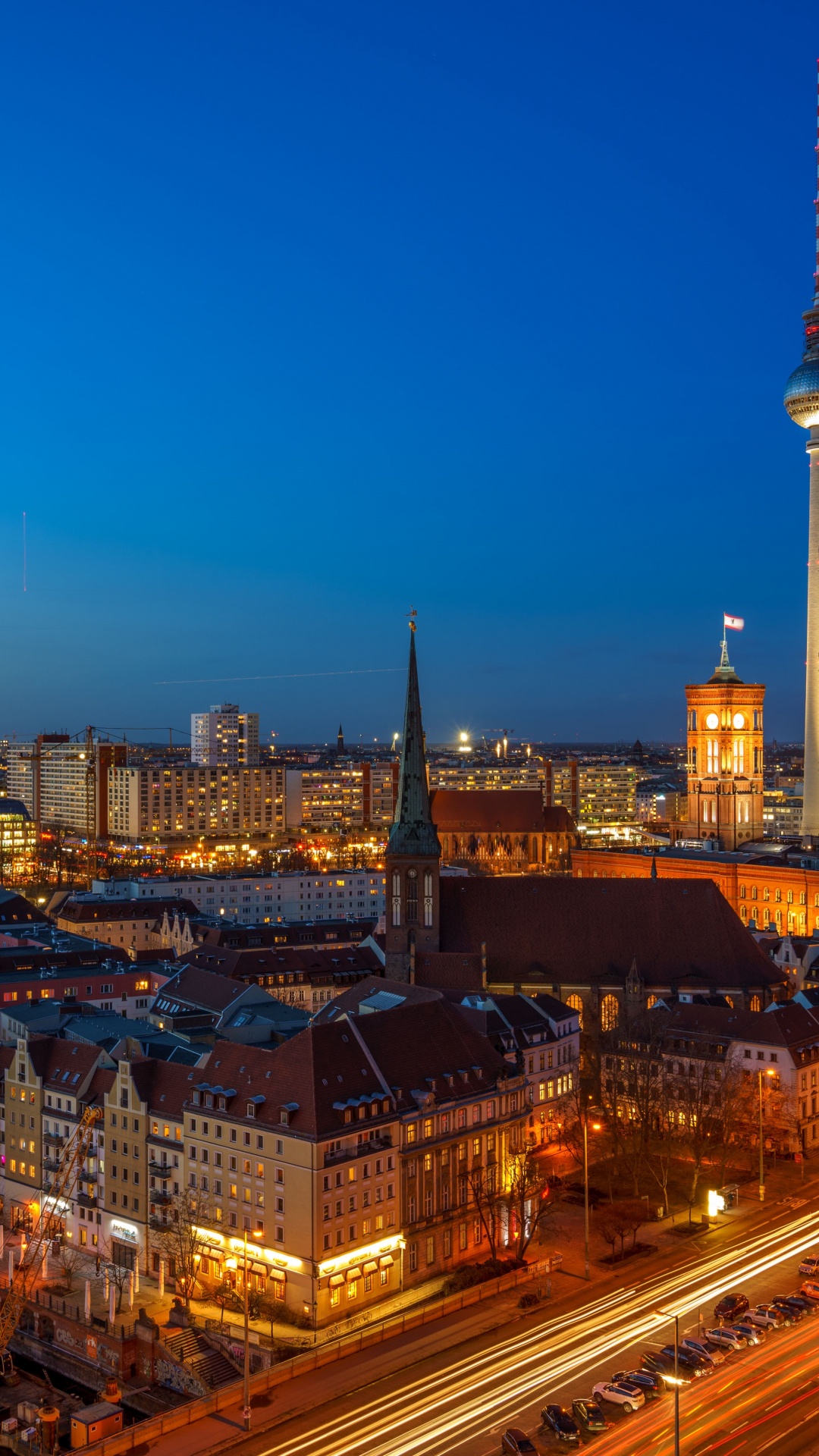 Skyline Der Stadt Bei Nacht Night. Wallpaper in 1080x1920 Resolution