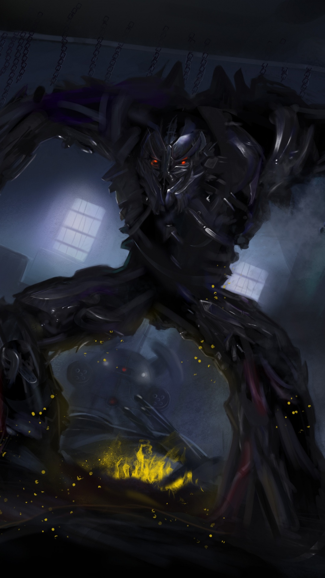 Black and Yellow Robot Illustration. Wallpaper in 1080x1920 Resolution