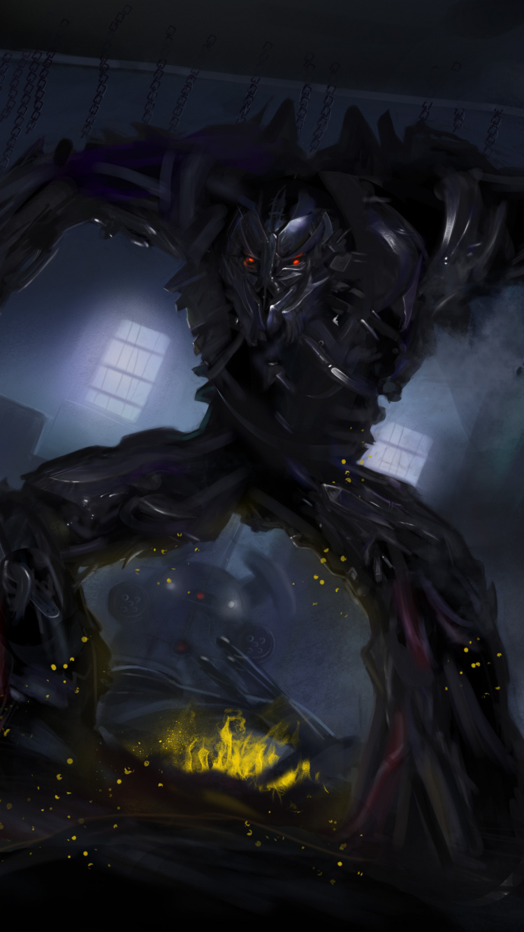 Black and Yellow Robot Illustration. Wallpaper in 750x1334 Resolution