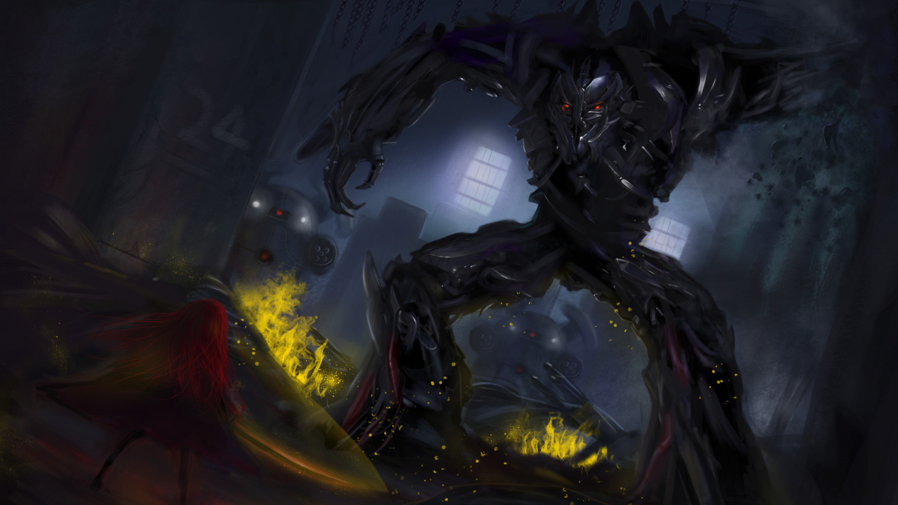 Schwarz-gelbe Roboterillustration. Wallpaper in 1280x720 Resolution