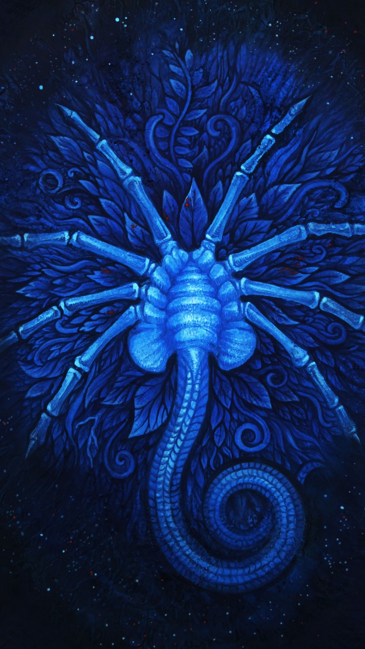 Blaue Und Schwarze Drachenillustration. Wallpaper in 720x1280 Resolution