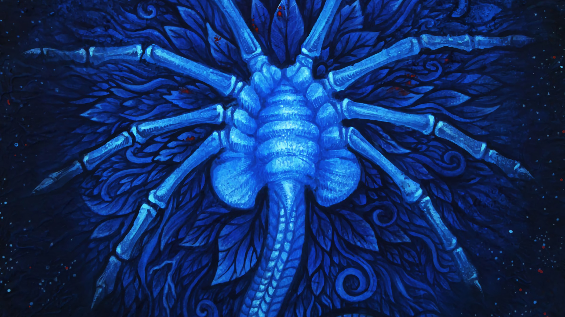 Blue and Black Dragon Illustration. Wallpaper in 1920x1080 Resolution
