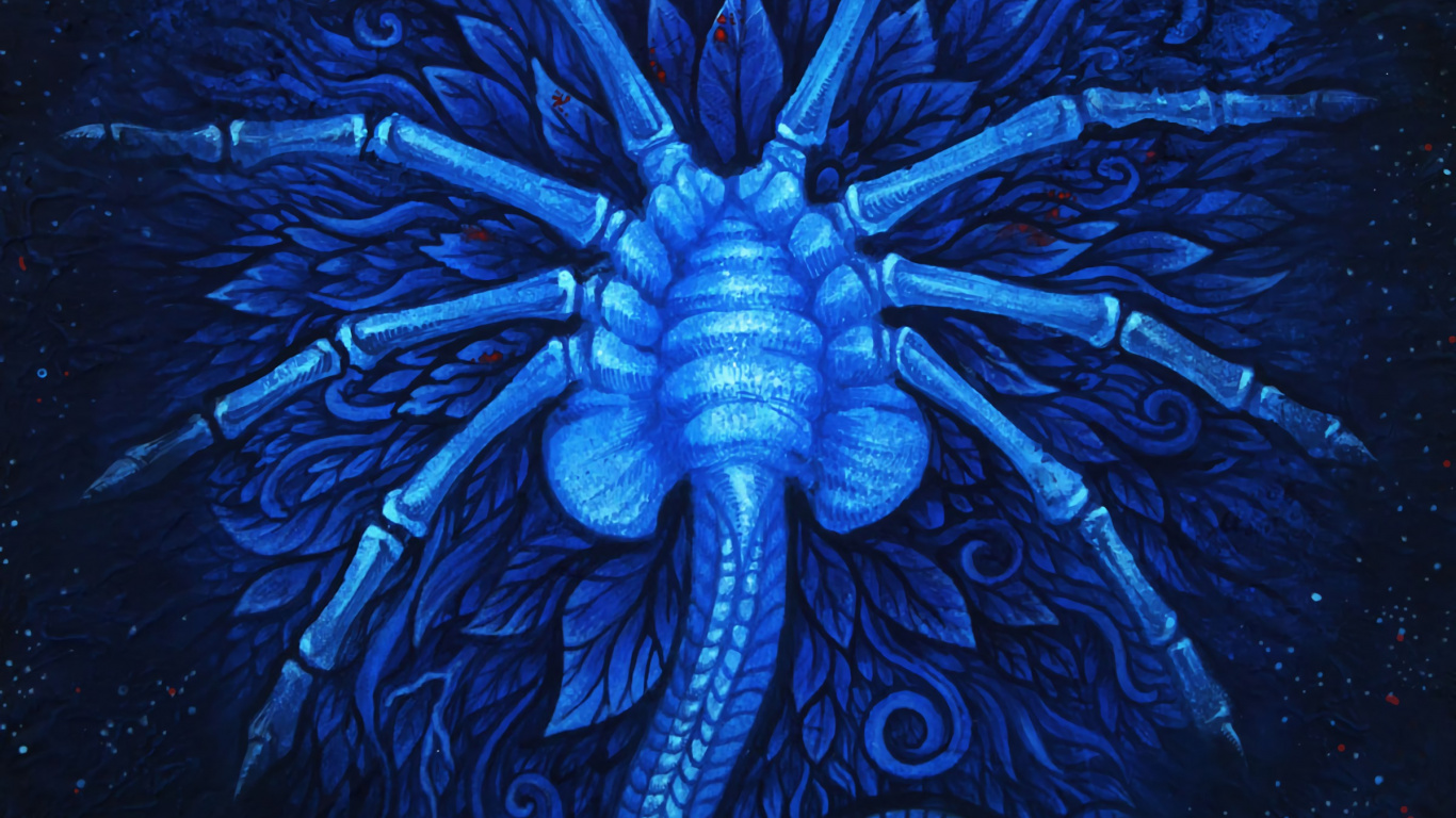 Illustration de Dragon Bleu et Noir. Wallpaper in 1366x768 Resolution