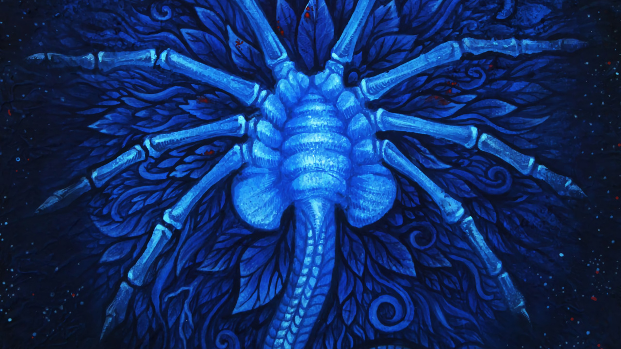 Ilustración de Dragón Azul y Negro. Wallpaper in 1280x720 Resolution