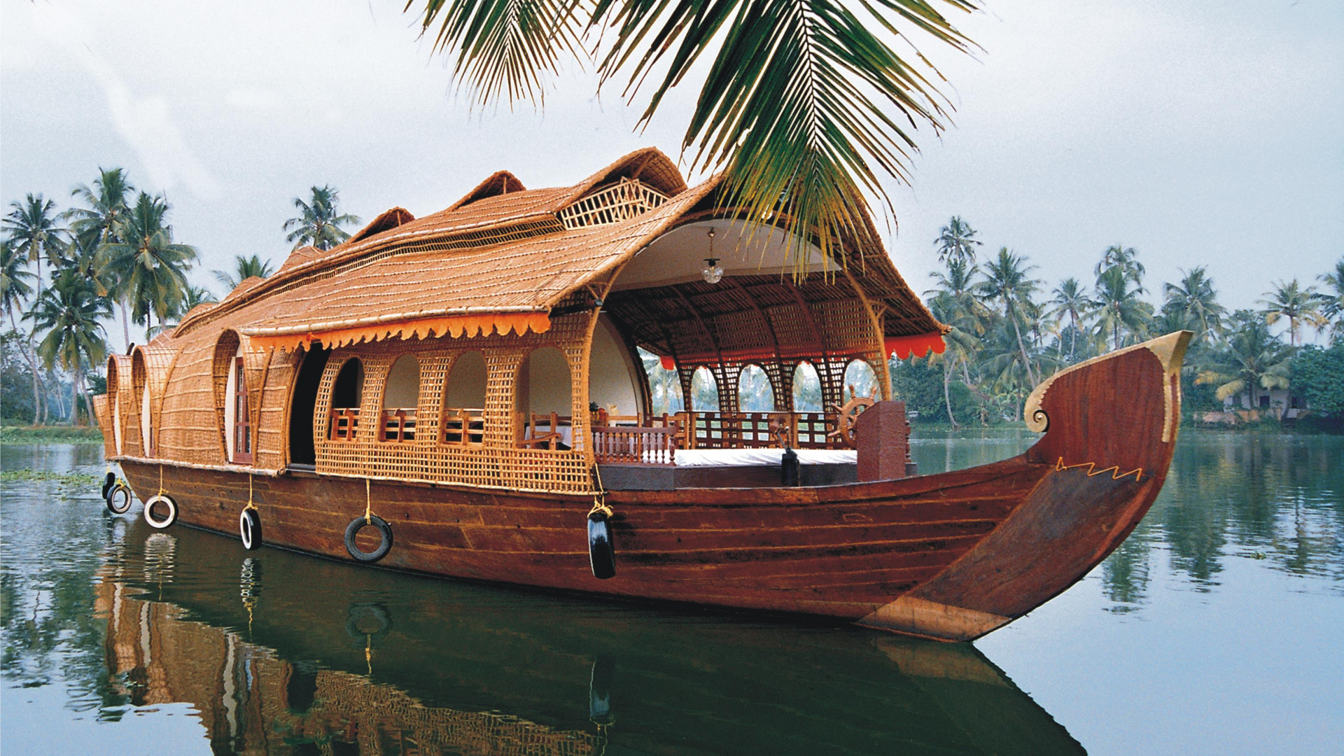Brown Wooden Boat on Water. Wallpaper in 1920x1080 Resolution