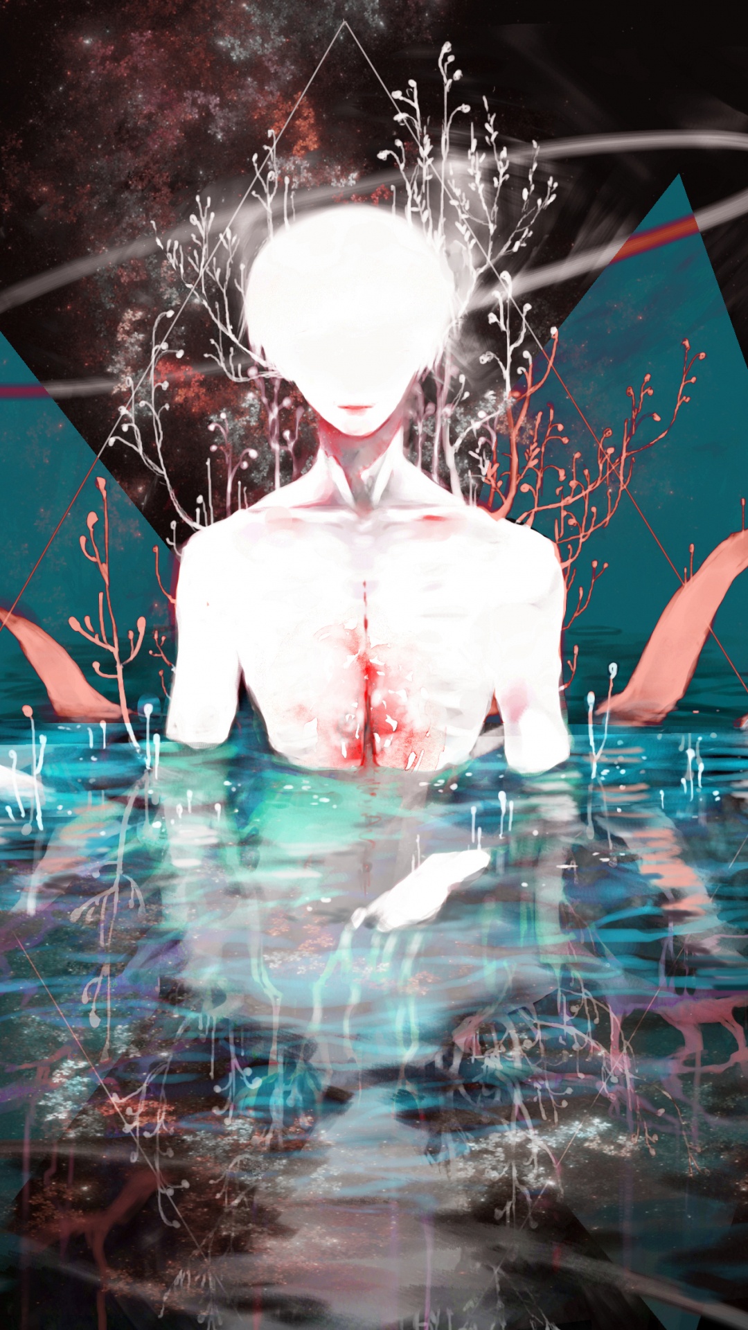 Femme en Chemise Blanche et Pantalon Noir Debout Sur L'eau. Wallpaper in 1080x1920 Resolution