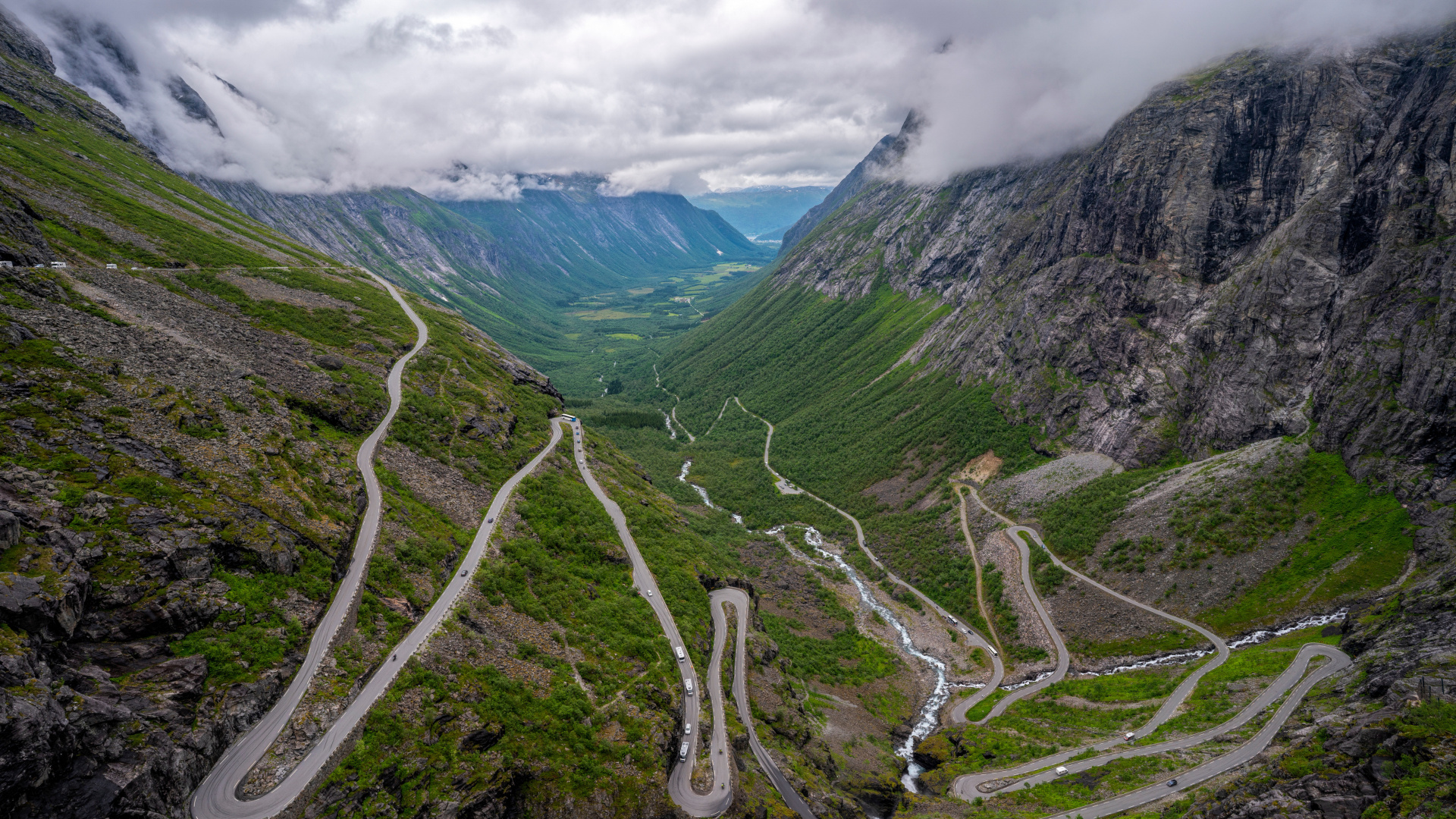 Trollstigen, Atlantic Ocean Road, Geiranger, Stigfossen, Western Norway. Wallpaper in 1920x1080 Resolution