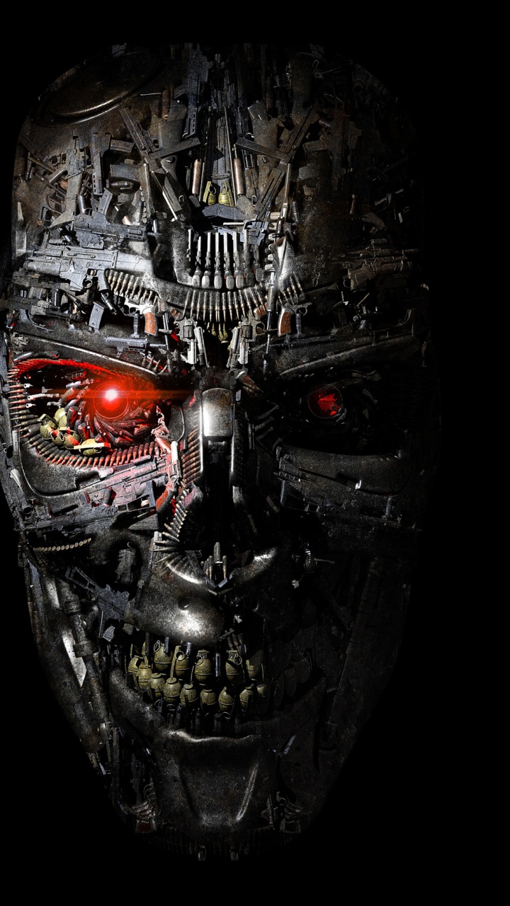 Schwarzer Und Roter Totenkopf Mit Schwarzem Hintergrund. Wallpaper in 720x1280 Resolution