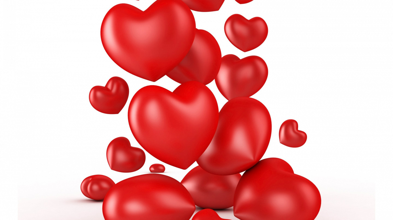 Heart, Red, Valentines Day, Love, Corazones Rojos de San Valentin. Wallpaper in 1366x768 Resolution