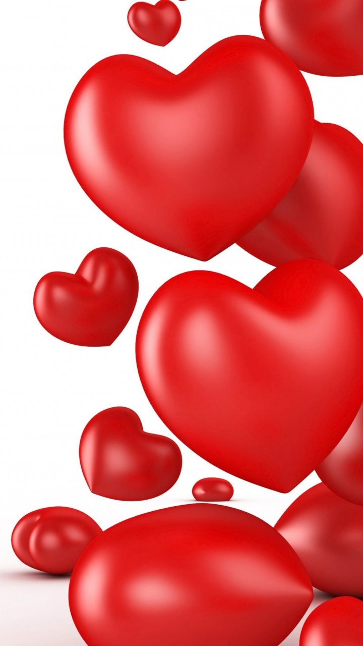 Heart, Red, Valentines Day, Love, Corazones Rojos de San Valentin. Wallpaper in 720x1280 Resolution