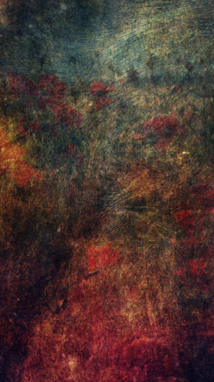 Peinture Abstraite Rouge Vert et Jaune. Wallpaper in 750x1334 Resolution