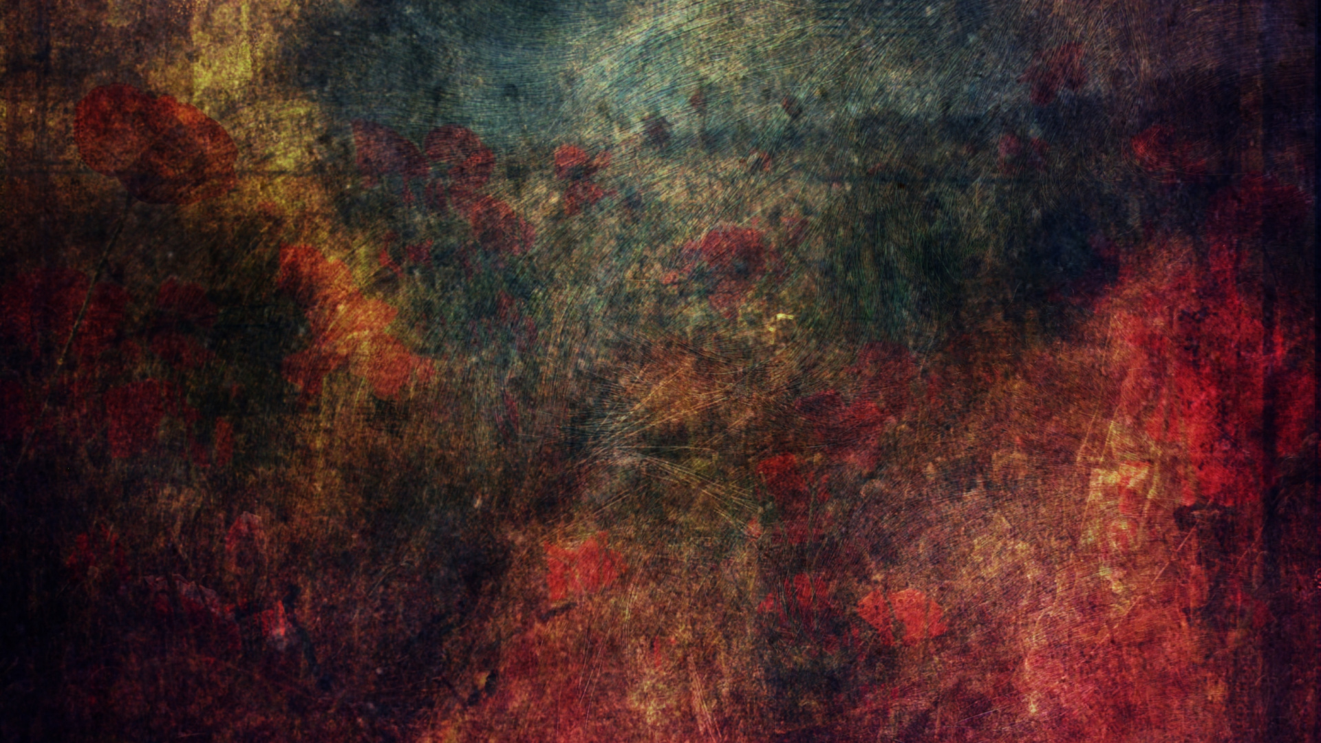 Pintura Abstracta Roja Verde y Amarilla. Wallpaper in 1920x1080 Resolution