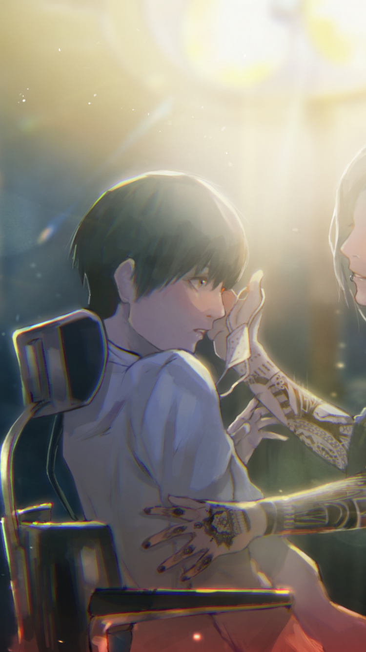 Homme et Femme Assis Sur Une Chaise. Wallpaper in 750x1334 Resolution