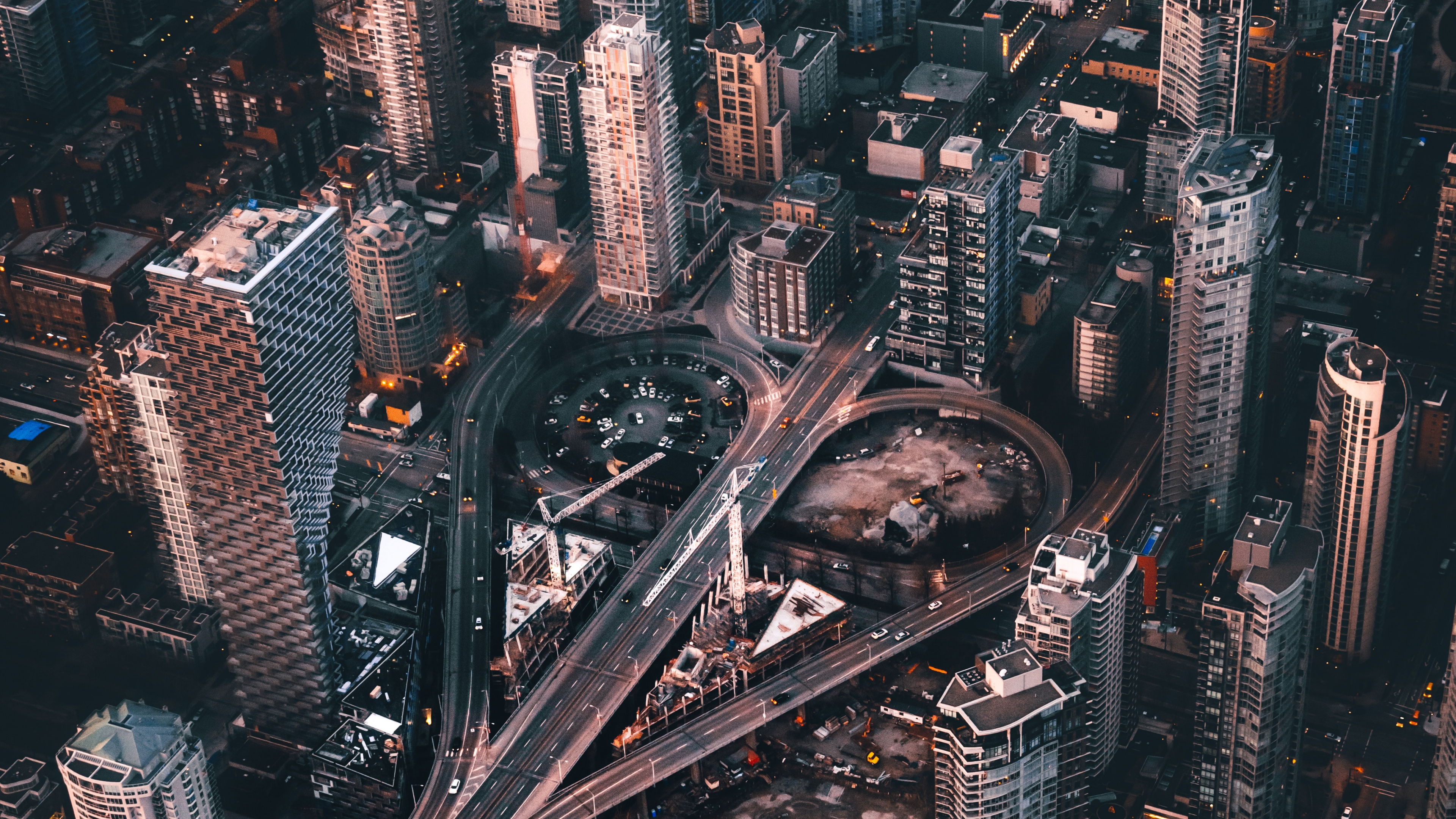 Aerial View of City Buildings During Night Time. Wallpaper in 3840x2160 Resolution