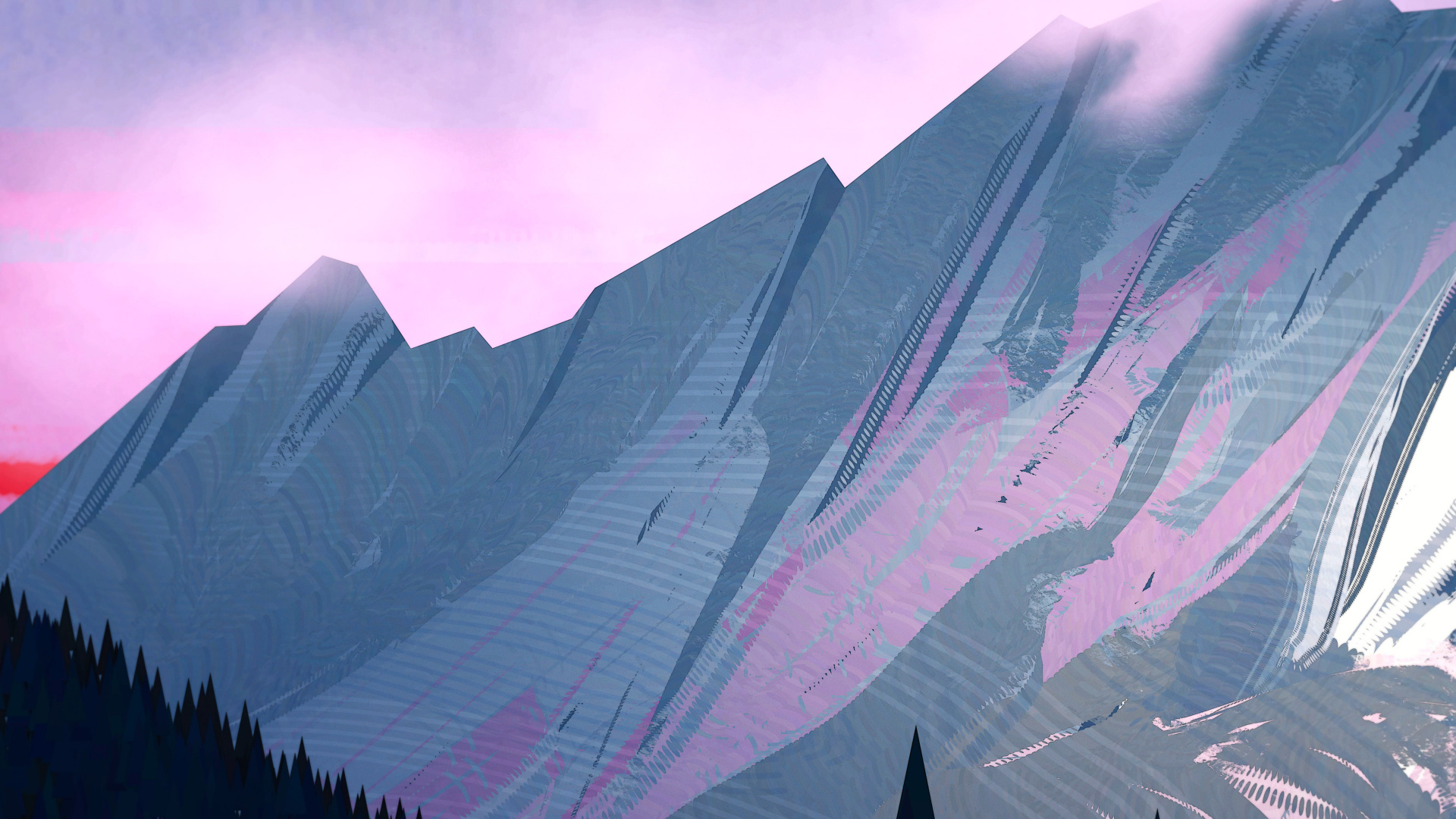 Gamme de Montagne, le Relief Glaciaire, Pente, Pink, Magenta. Wallpaper in 1920x1080 Resolution