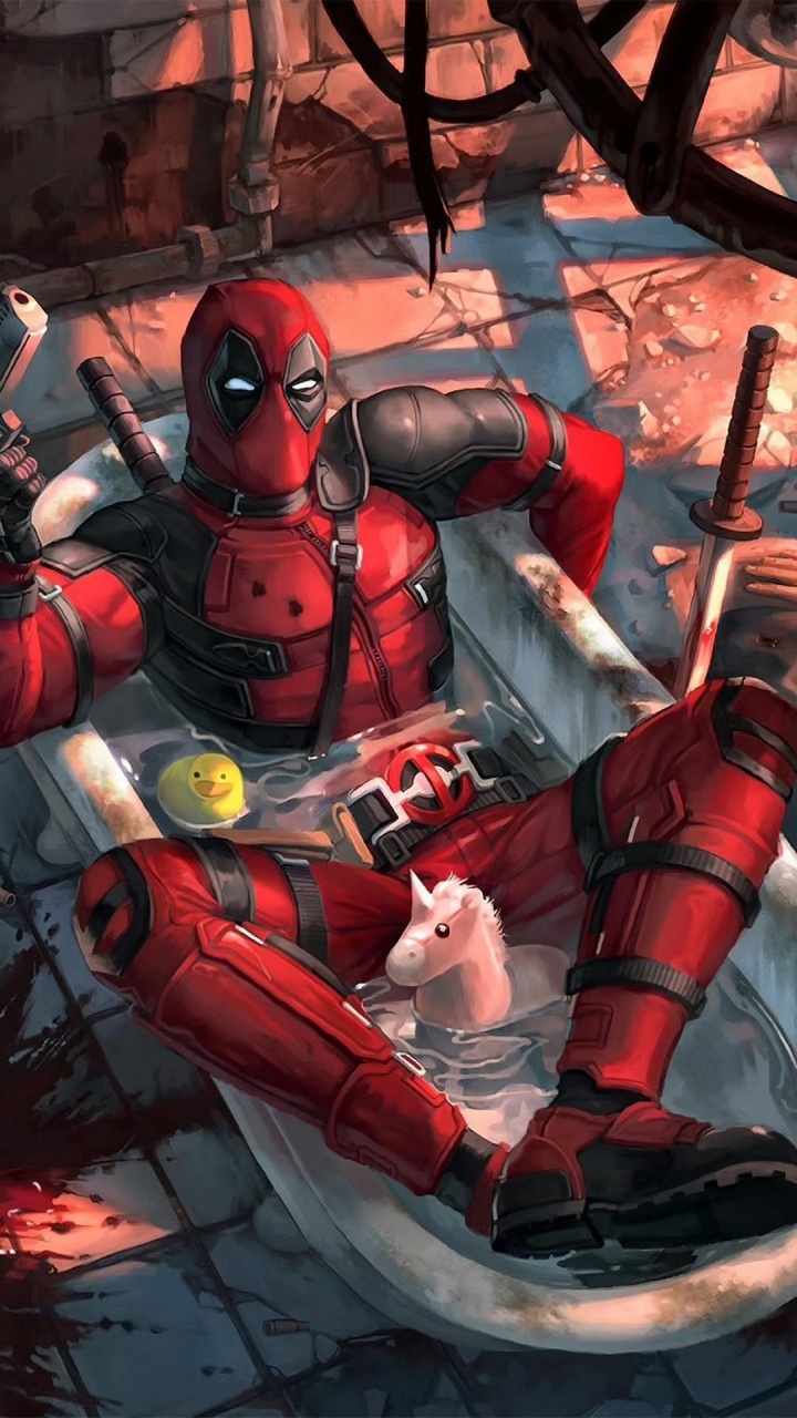 Deadpool Art, Wade Wilson, Art, Painting, Superhero. Wallpaper in 720x1280 Resolution