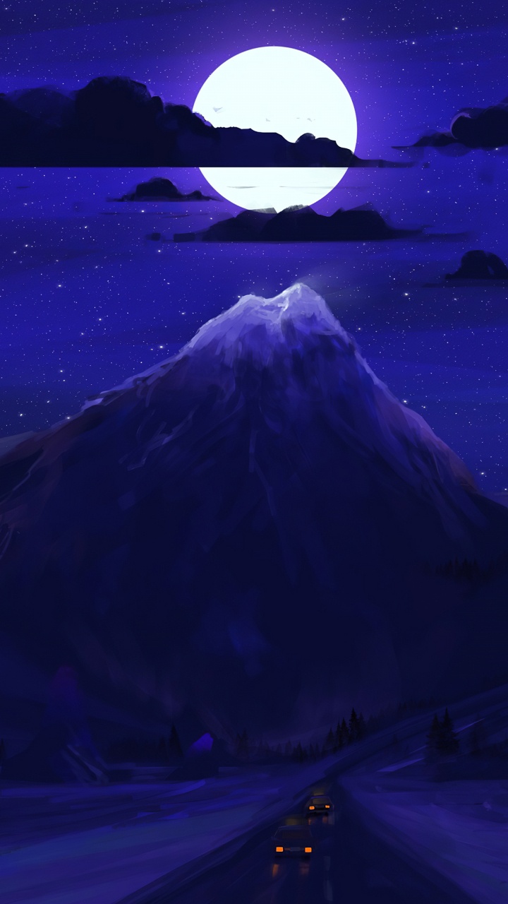 Luna Llena, Luna, Azul, Luz, Morado. Wallpaper in 720x1280 Resolution