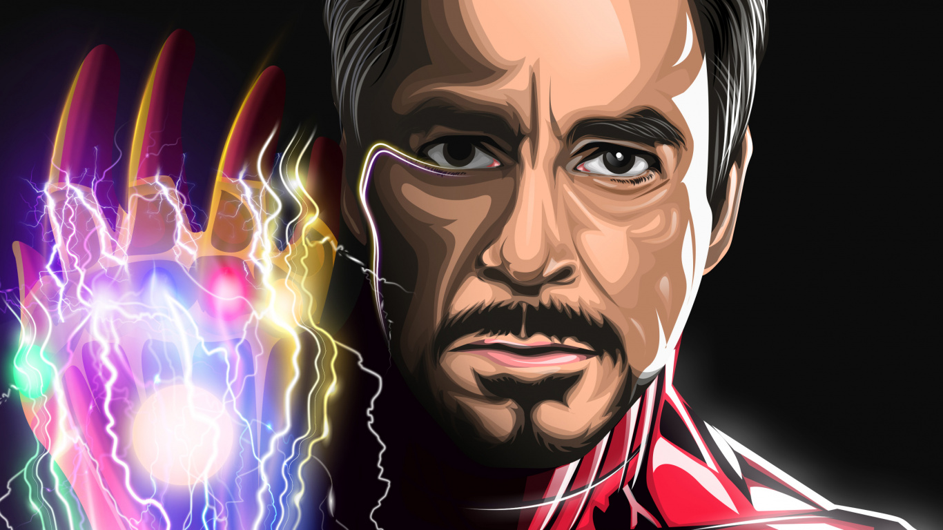 Iron Man, Superhéroe, Thanos, Capitán América, El Infinity Gauntlet. Wallpaper in 1366x768 Resolution