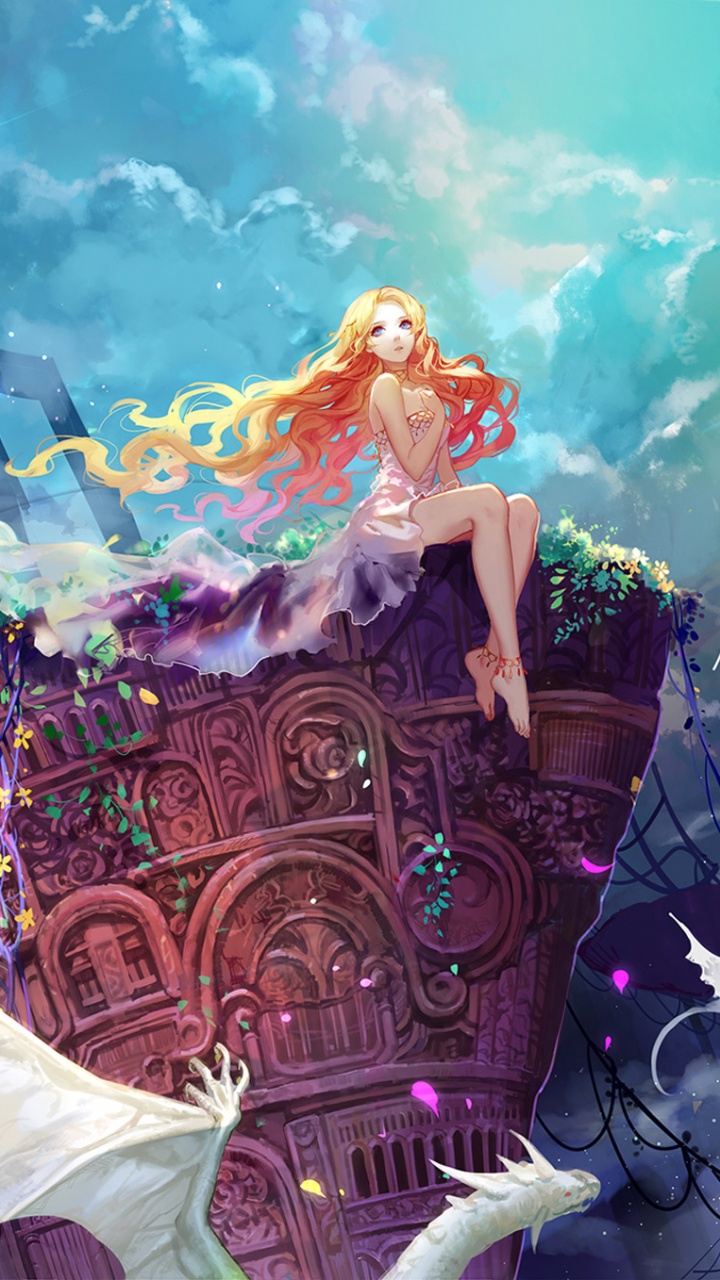 Frau im Weißen Kleid Stehend Auf Brauner Holzbank. Wallpaper in 720x1280 Resolution