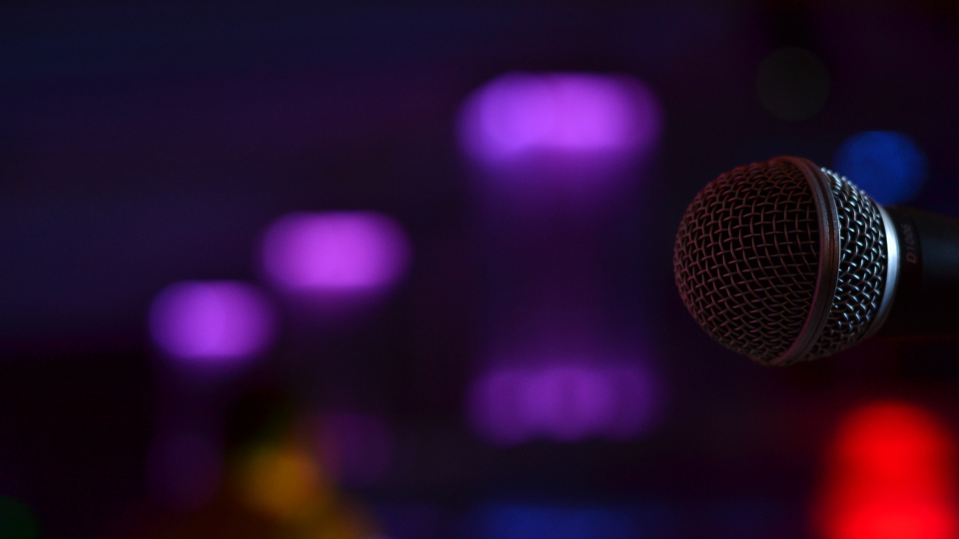 Microphone, Pied de Microphone, L'équipement Audio, Violette, Lumière. Wallpaper in 1920x1080 Resolution