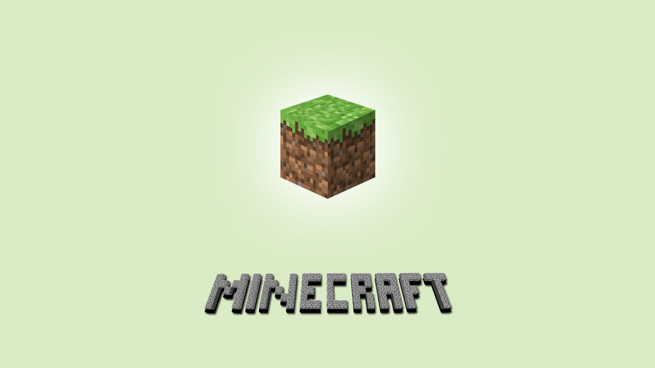 Minecraft, Logotipo, Verde, Marca, Cubo. Wallpaper in 1280x720 Resolution