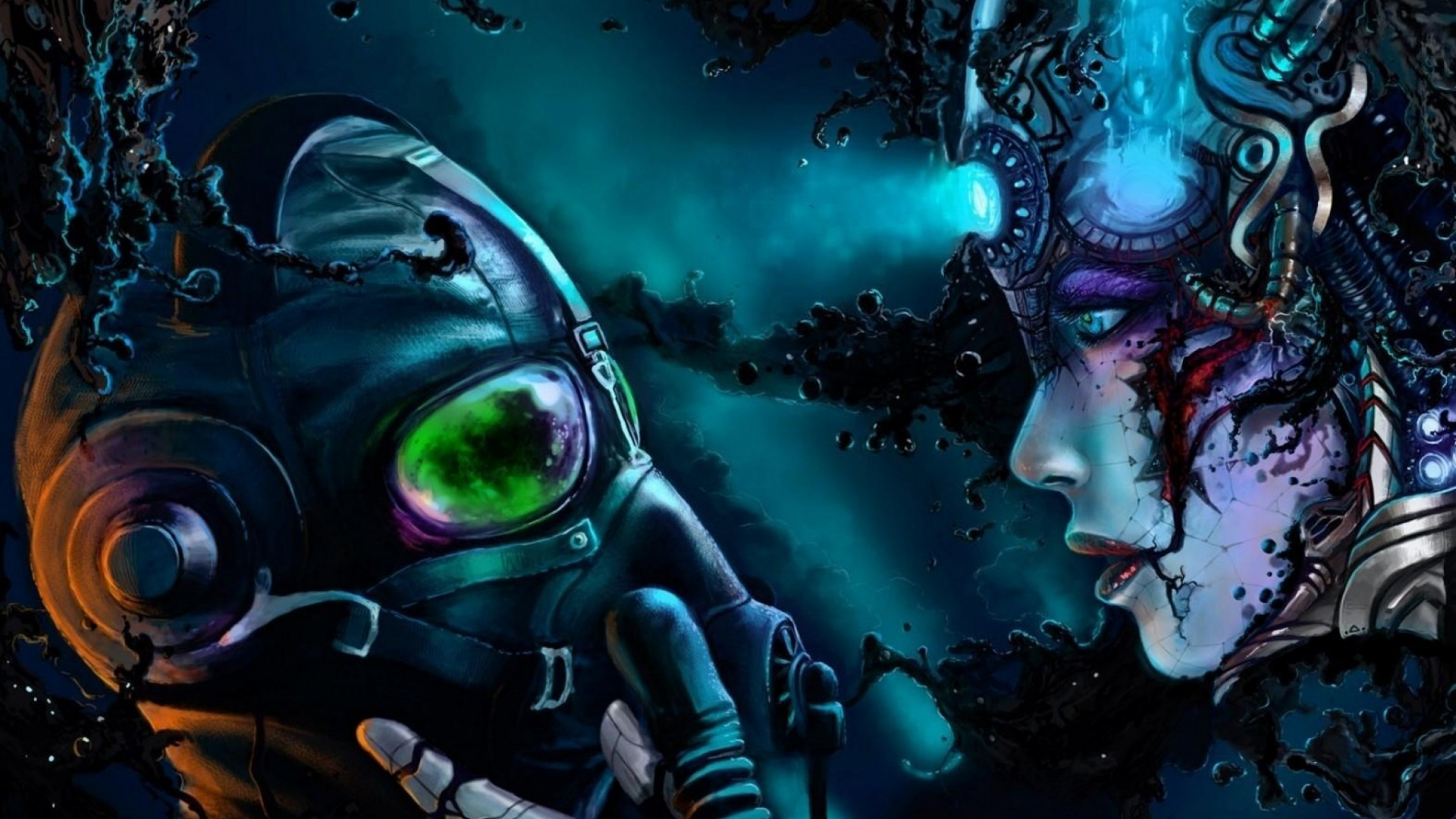 Green and Black Monster Illustration. Wallpaper in 1920x1080 Resolution