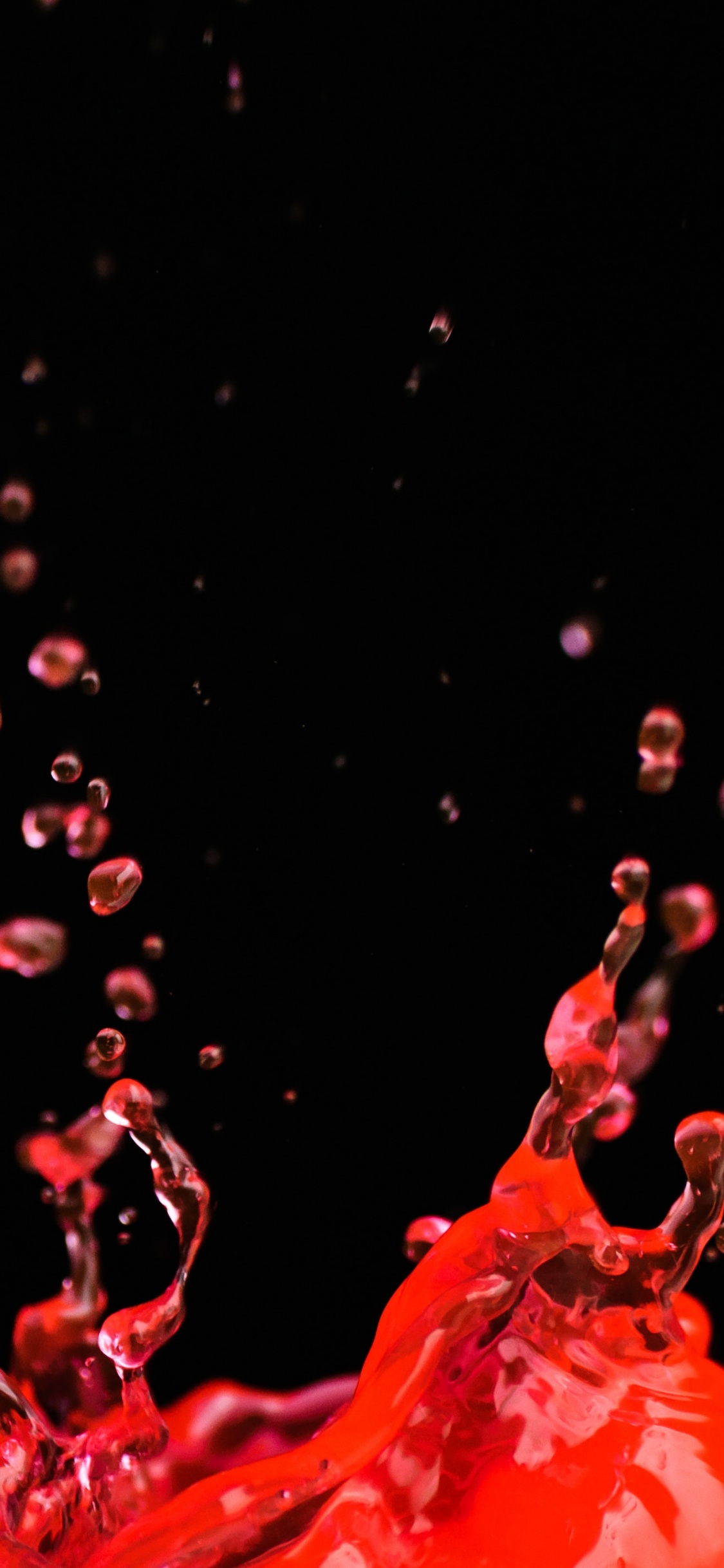Liquid, Water, Red, Drop, Space. Wallpaper in 1125x2436 Resolution