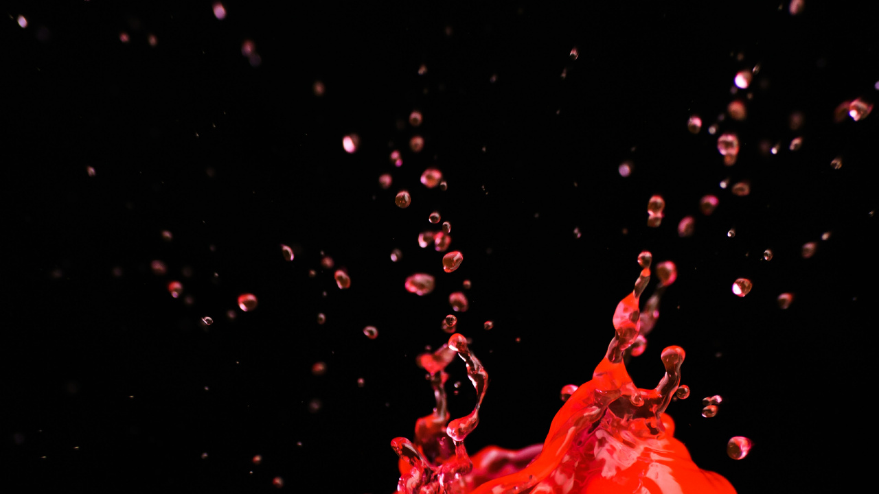 Liquid, Water, Red, Drop, Space. Wallpaper in 1280x720 Resolution