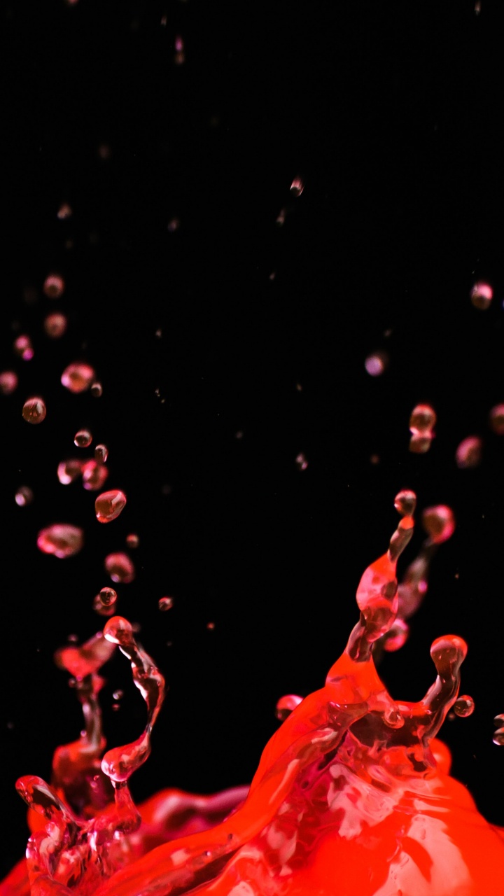 Liquid, Water, Red, Drop, Space. Wallpaper in 720x1280 Resolution