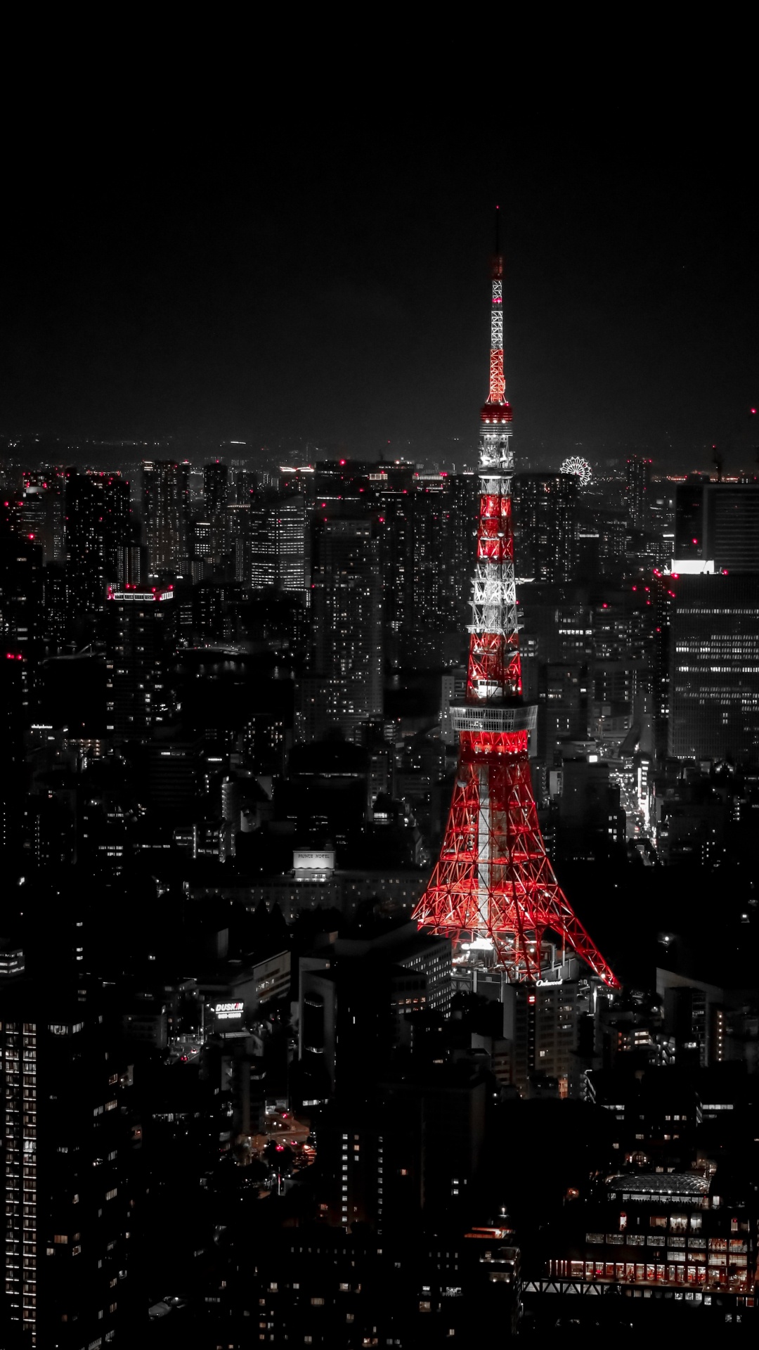 Torre Roja y Blanca Durante la Noche. Wallpaper in 1080x1920 Resolution