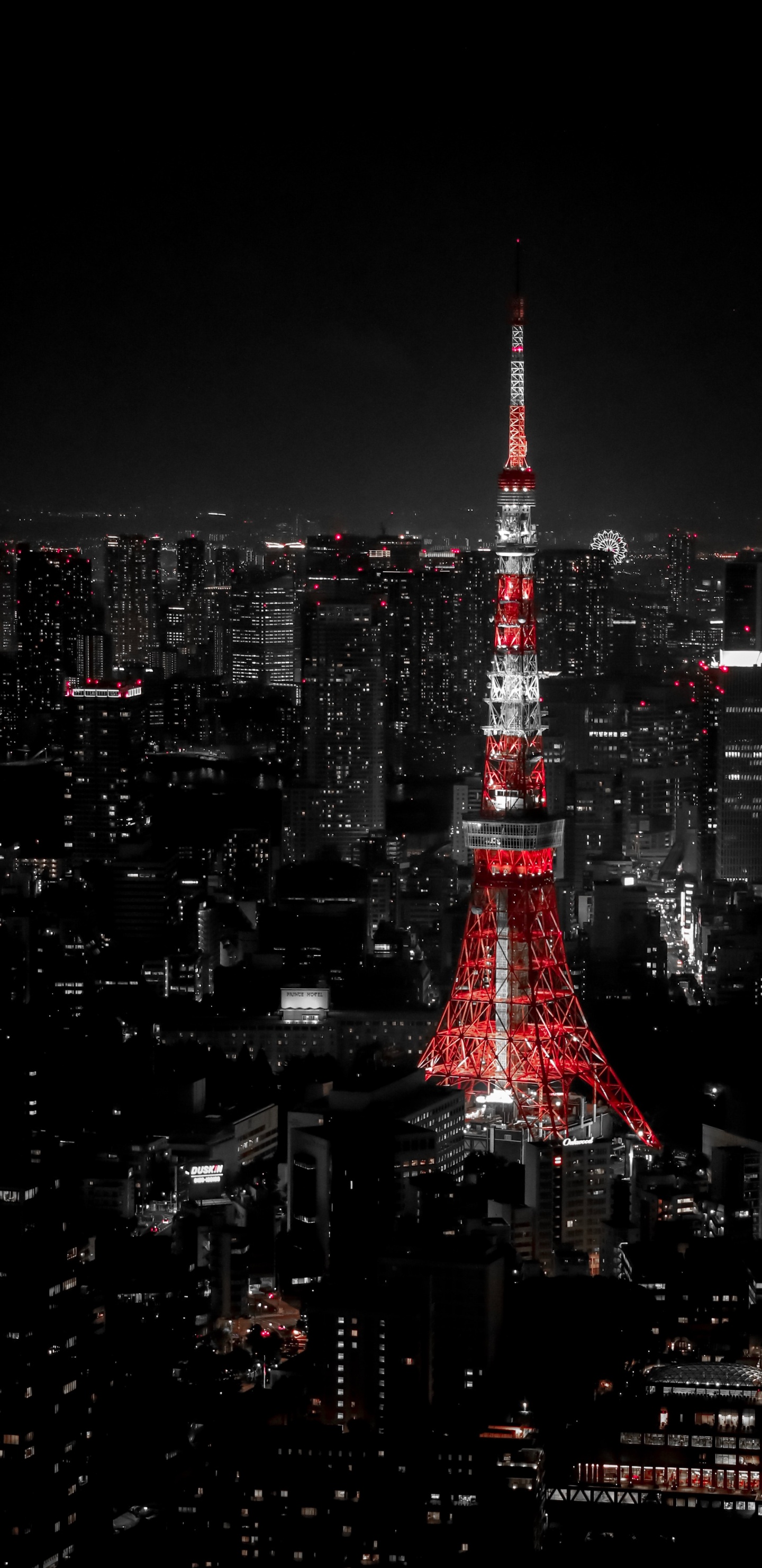 Red and White Tower During Night Time. Wallpaper in 1440x2960 Resolution