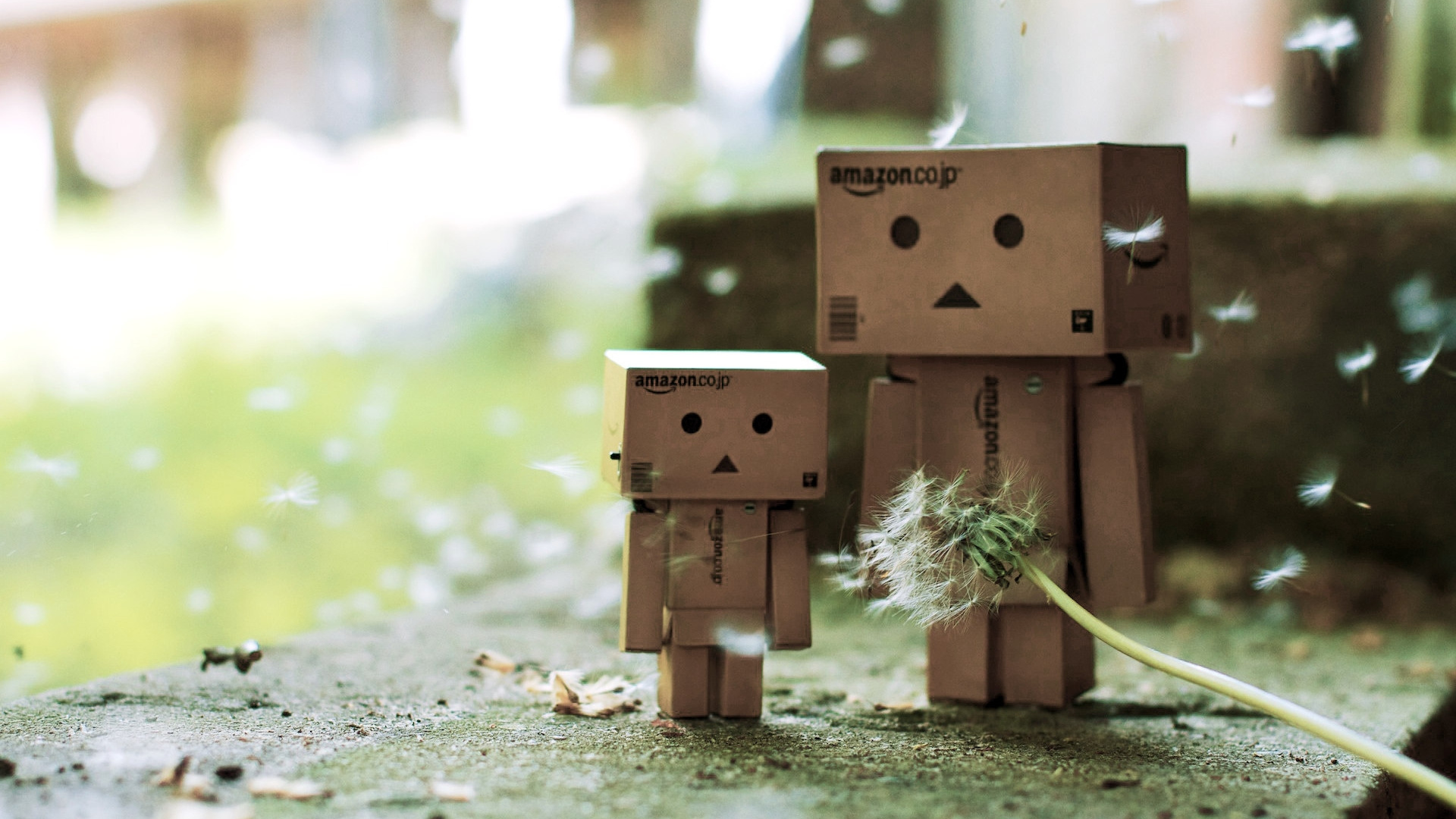 Brown Cardboard Box Robot on Ground. Wallpaper in 1920x1080 Resolution