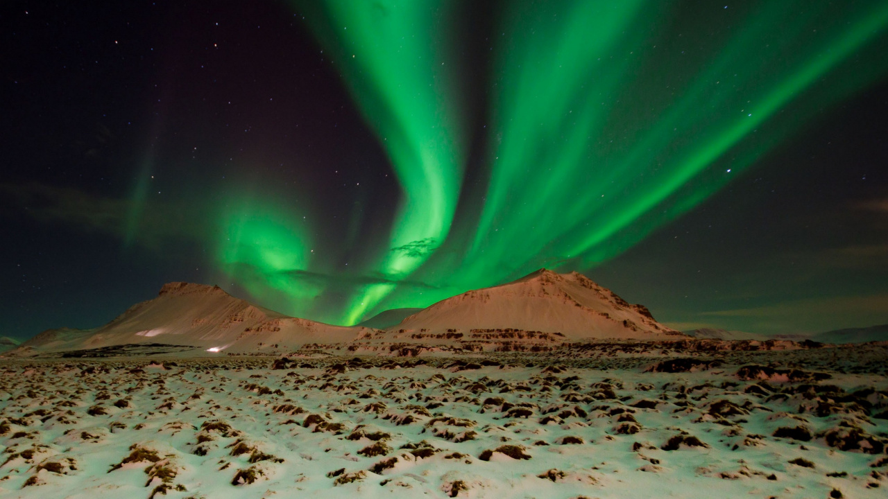 Aurora, Nature, Lumière, Green, Atmosphère. Wallpaper in 1280x720 Resolution