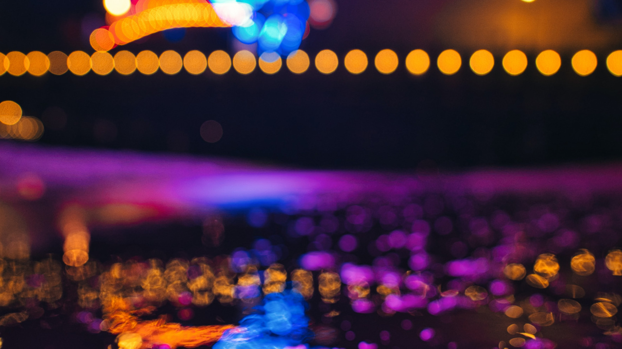 Picsart, Nacht, Wasser, Licht, Purpur. Wallpaper in 1280x720 Resolution