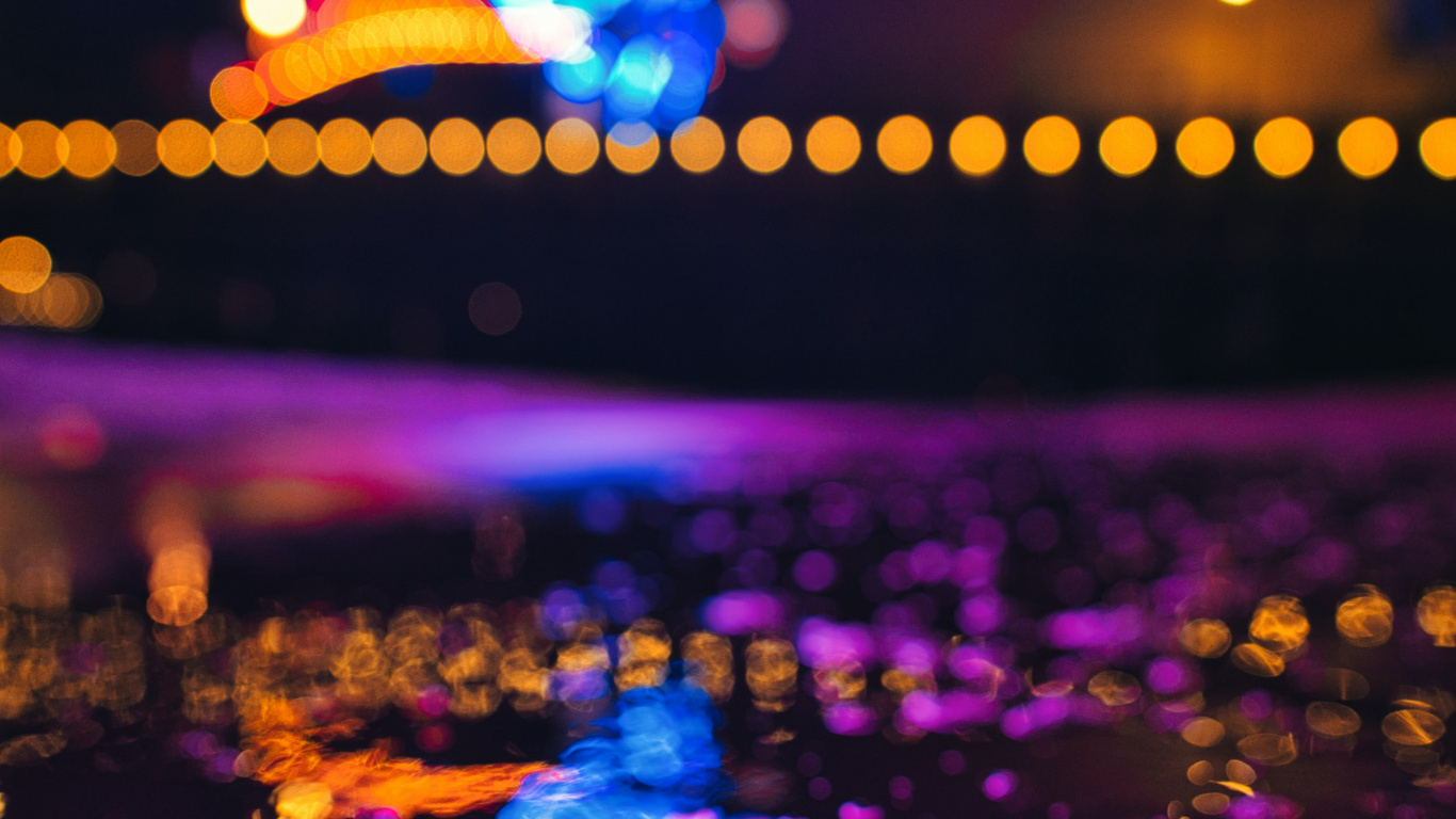 Picsart, Nacht, Wasser, Licht, Purpur. Wallpaper in 1366x768 Resolution