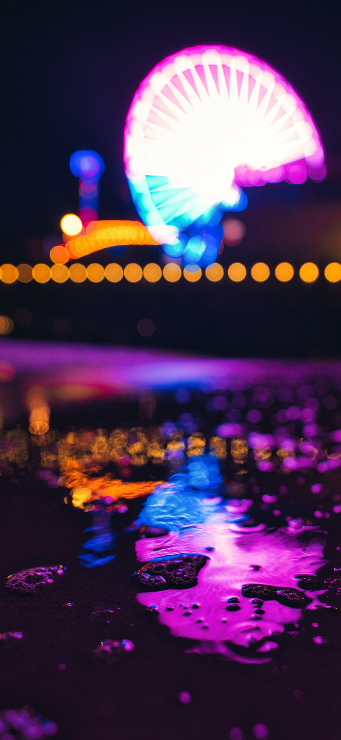 Picsart, Night, Water, Light, Purple. Wallpaper in 1125x2436 Resolution