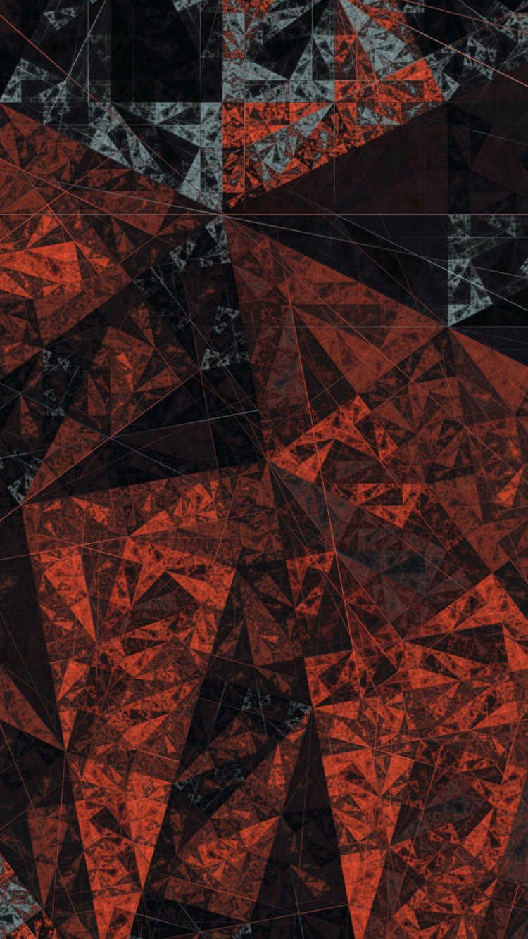 分形, 红色的, 橙色, 三角形, 棕色 壁纸 750x1334 允许
