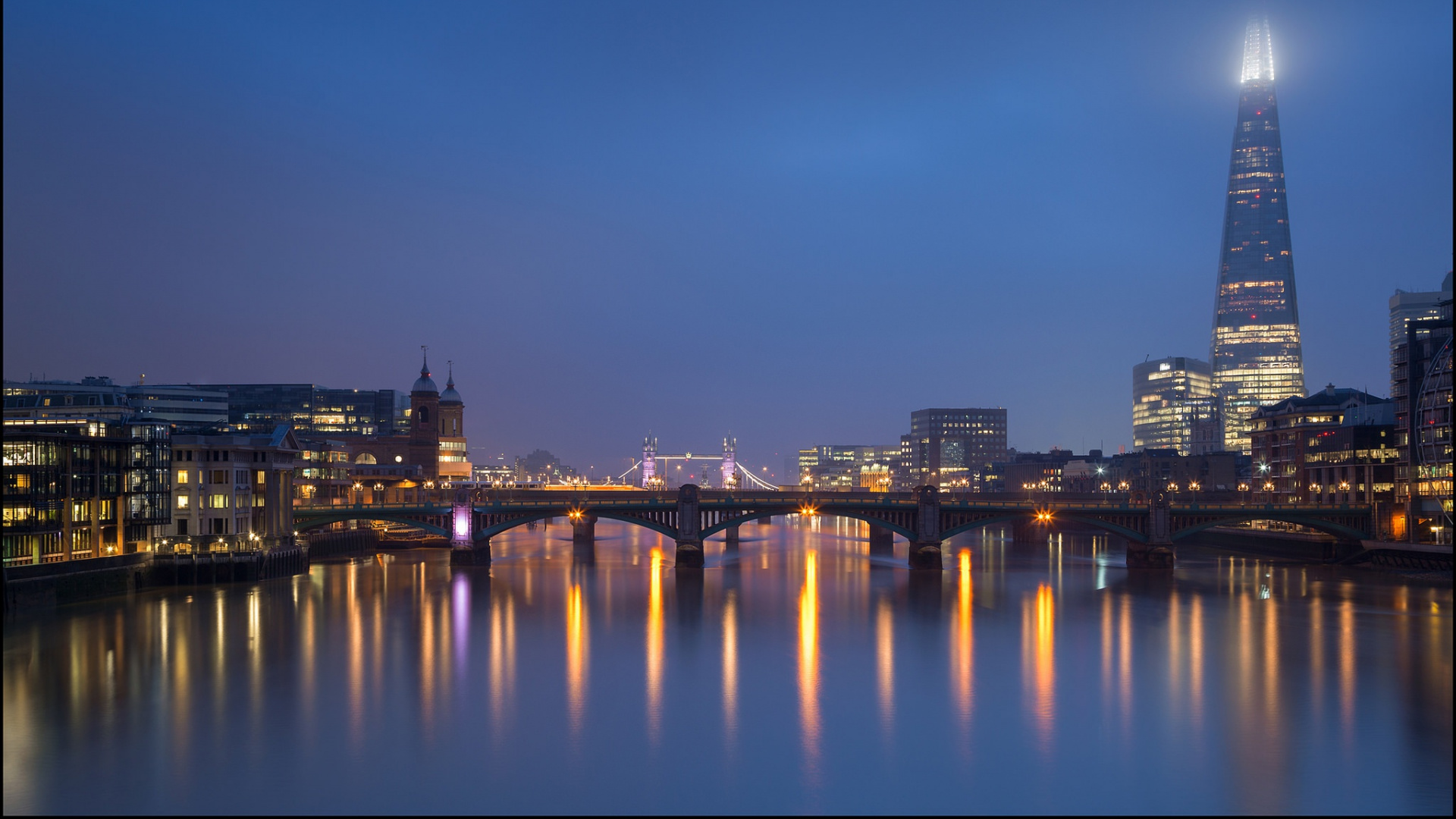 Skyline Der Stadt Bei Nacht Night. Wallpaper in 1920x1080 Resolution