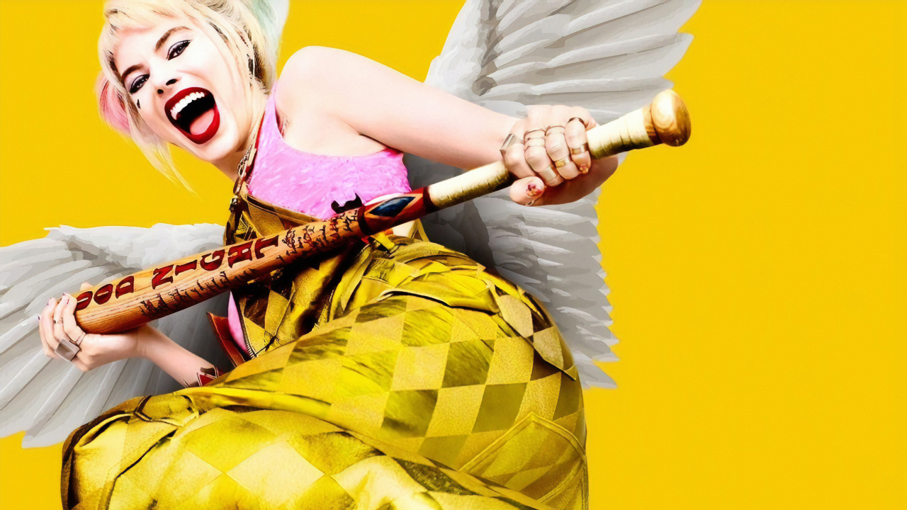 Harley Quinn Birds of Prey, Harley Quinn, Margot Robbie, Poster, Yellow. Wallpaper in 1280x720 Resolution