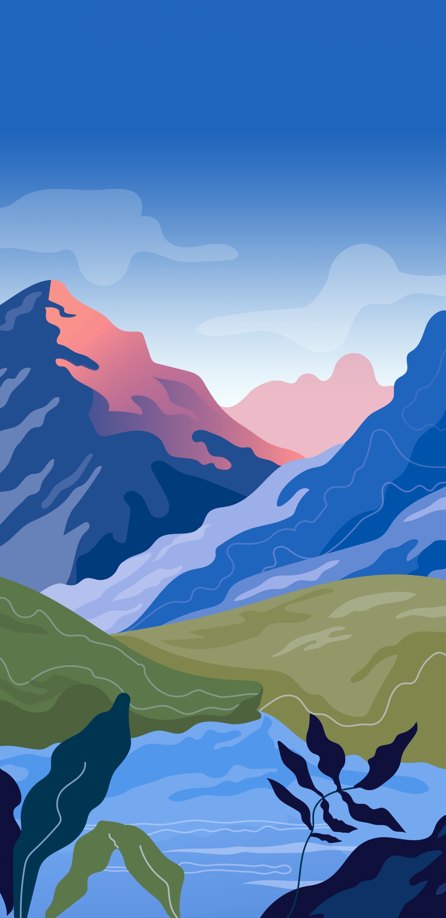 Illustration, Painting, Graphics, Redmi, Landscape. Wallpaper in 1440x2960 Resolution