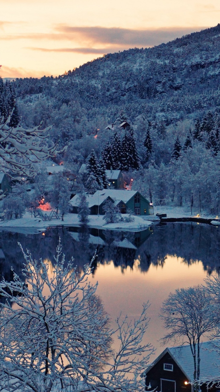 House Near Trees and Mountain During Daytime. Wallpaper in 720x1280 Resolution