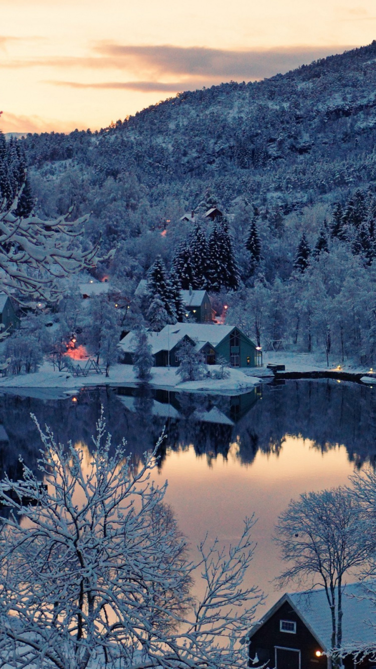 House Near Trees and Mountain During Daytime. Wallpaper in 750x1334 Resolution