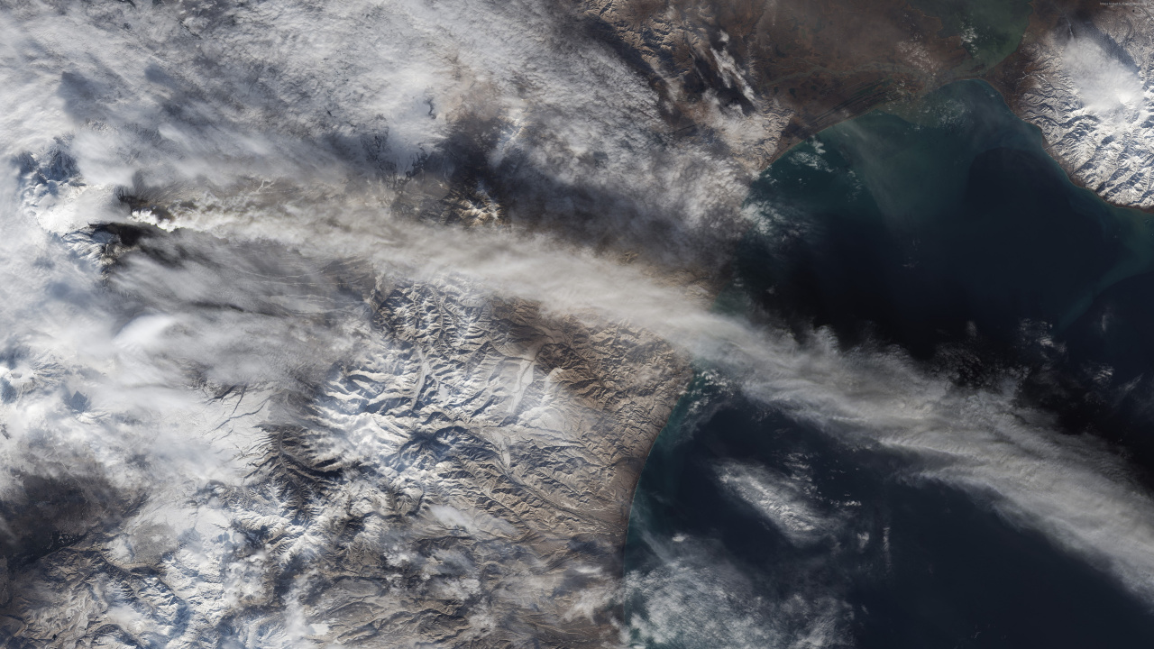行克柳切夫火山, 气氛, 熔岩, 冻结 壁纸 1280x720 允许