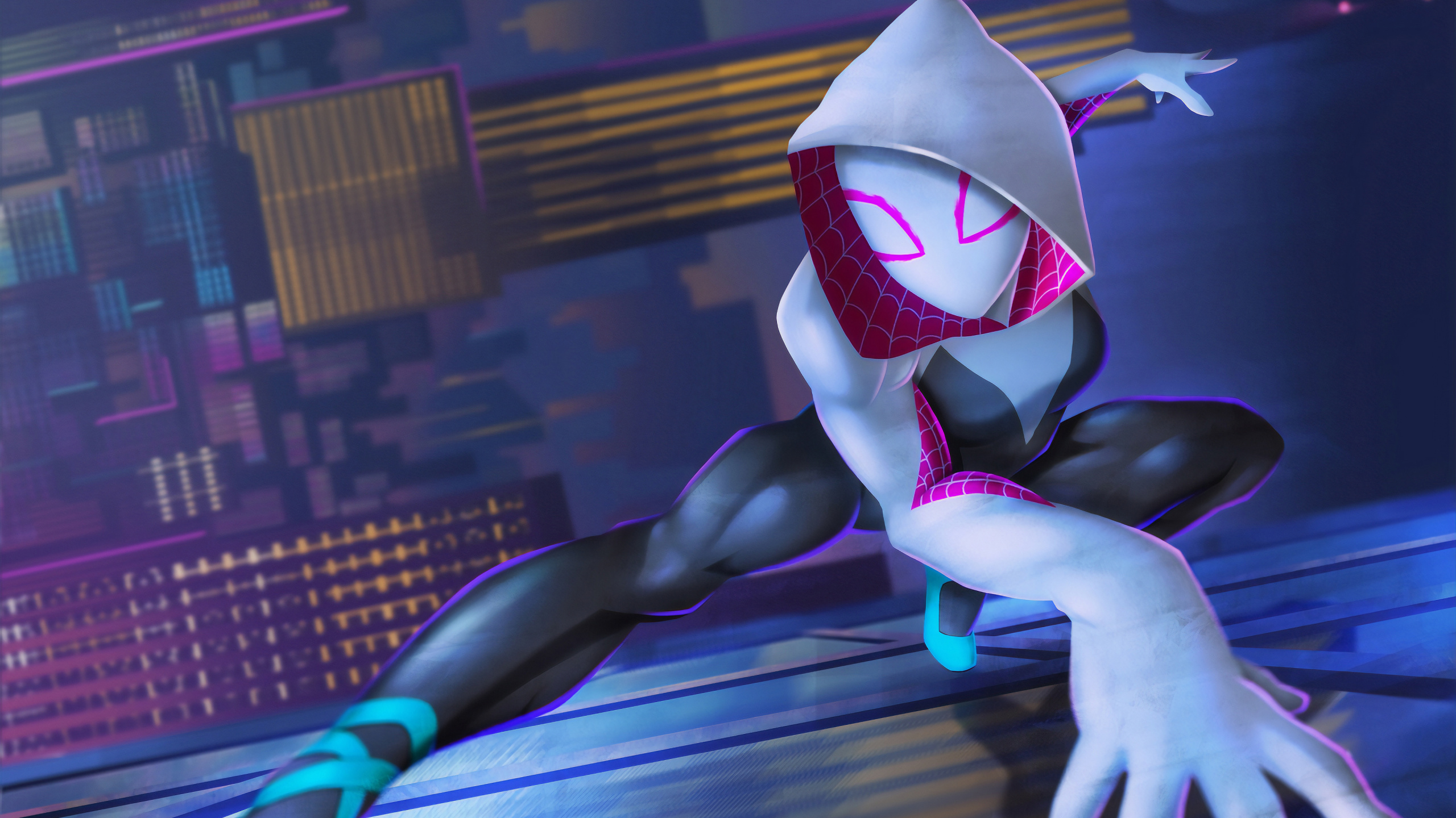 Woman in Blue and Red Costume. Wallpaper in 2560x1440 Resolution