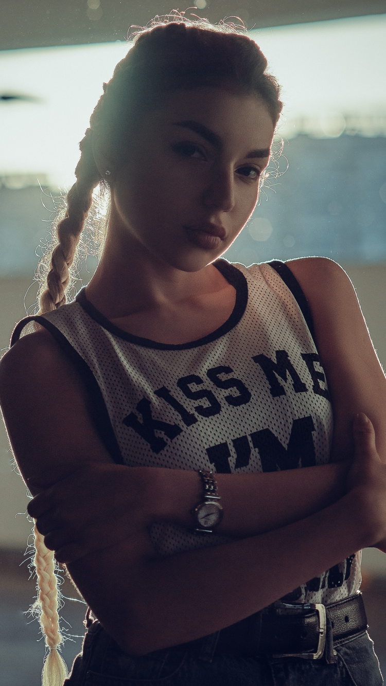 Girl, Blond, Hair, Beauty, Skin. Wallpaper in 750x1334 Resolution