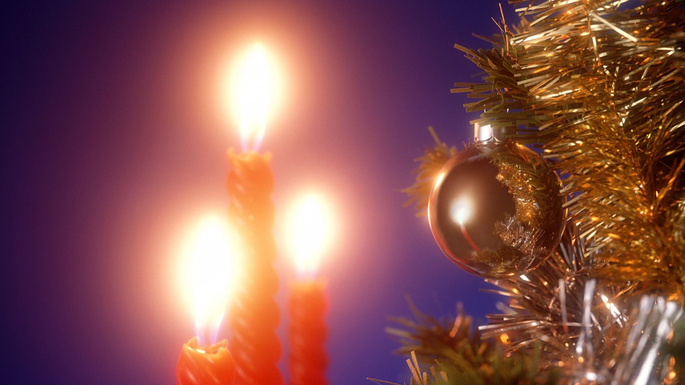 Le Jour De Noël, Éclairage, Les Lumières de Noël, Décoration de Noël, Ciel. Wallpaper in 1366x768 Resolution