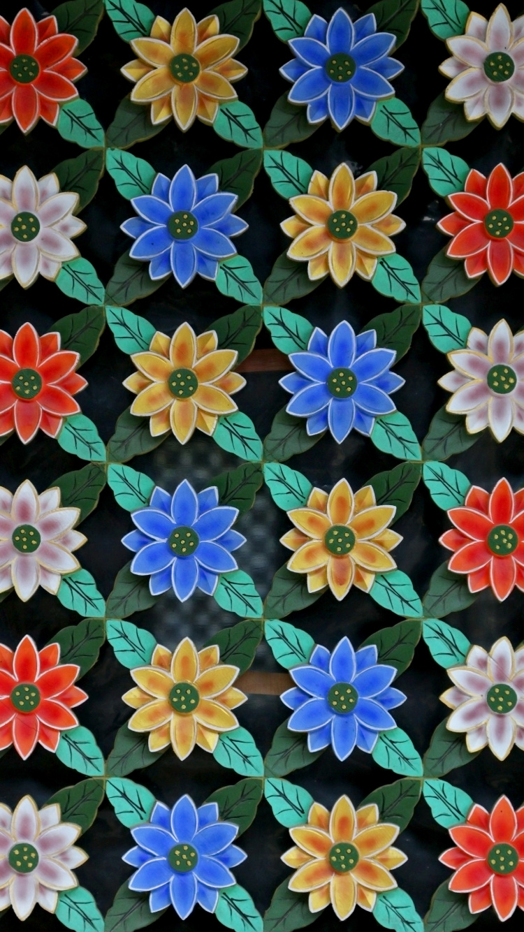 Fleurs Roses Bleues et Blanches. Wallpaper in 750x1334 Resolution